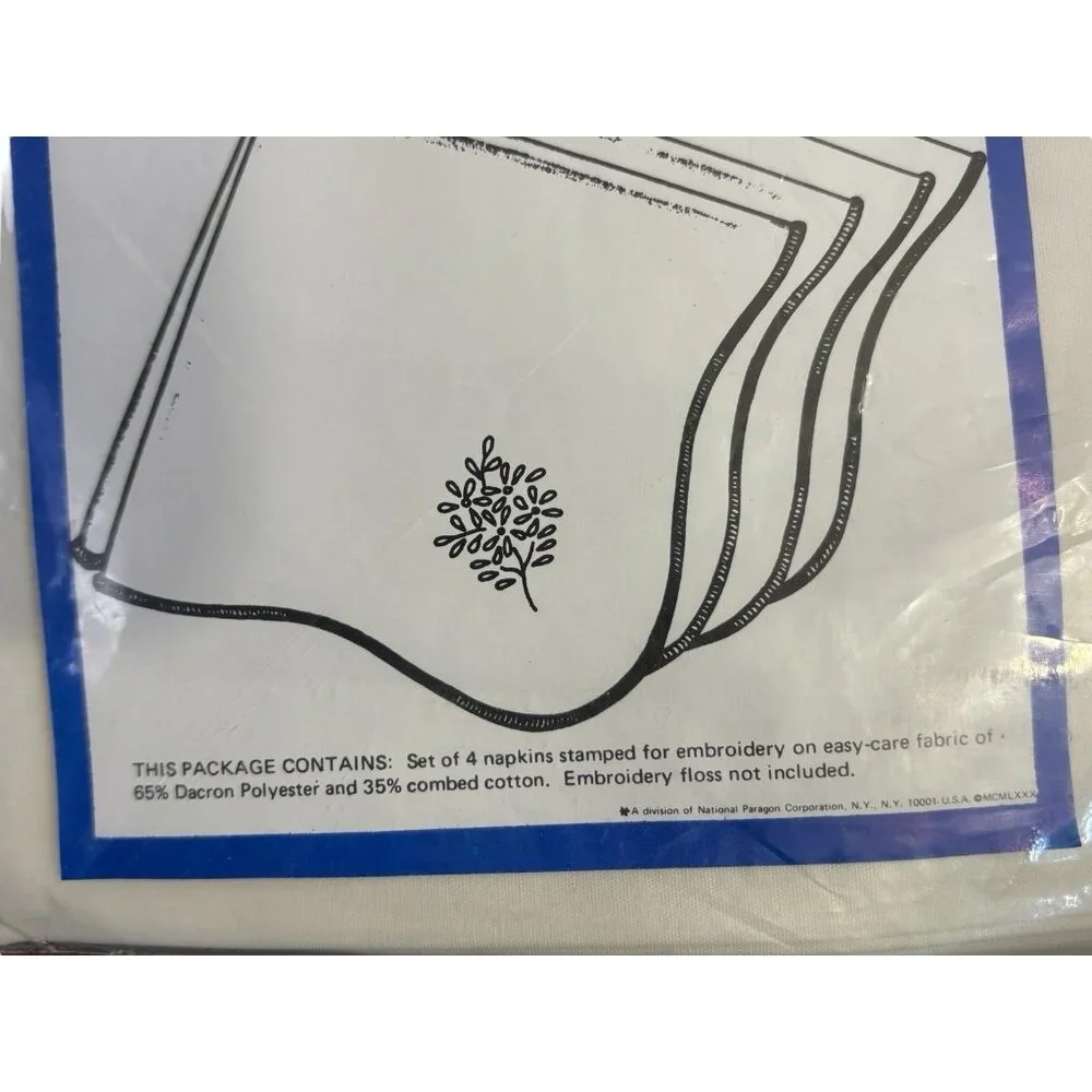 VTG Paragon Needlecraft Cross Loop Stitch Table Napkins 16”x16” 2 Packs Of 4 NOS